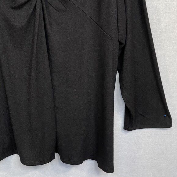 Lane Bryant Knot Front‎ Blouse Top Women 34/36 Black Long Sleeve U35 - Picture 5 of 14